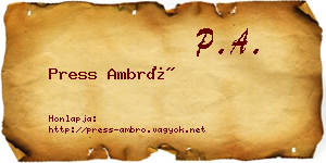 Press Ambró névjegykártya
